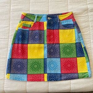 Colorblock Bandana Print Mini Skirt - Multicolor